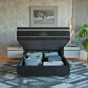 Ver imagem 2 de Cama Box Baú Viúva Preto + Colchão Paris Molas Ensacadas Suede Preto/preto