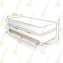 Cama Box Baú e Auxiliar Solteiro Preta + Colchão Ortopédico D33 Ortobom ISO 100 88x188x60cm - 2