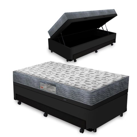 Cama Box Baú e Auxiliar com Colchão Ortopédico D33 Ortobom Iso 100 Solteiro 88cm