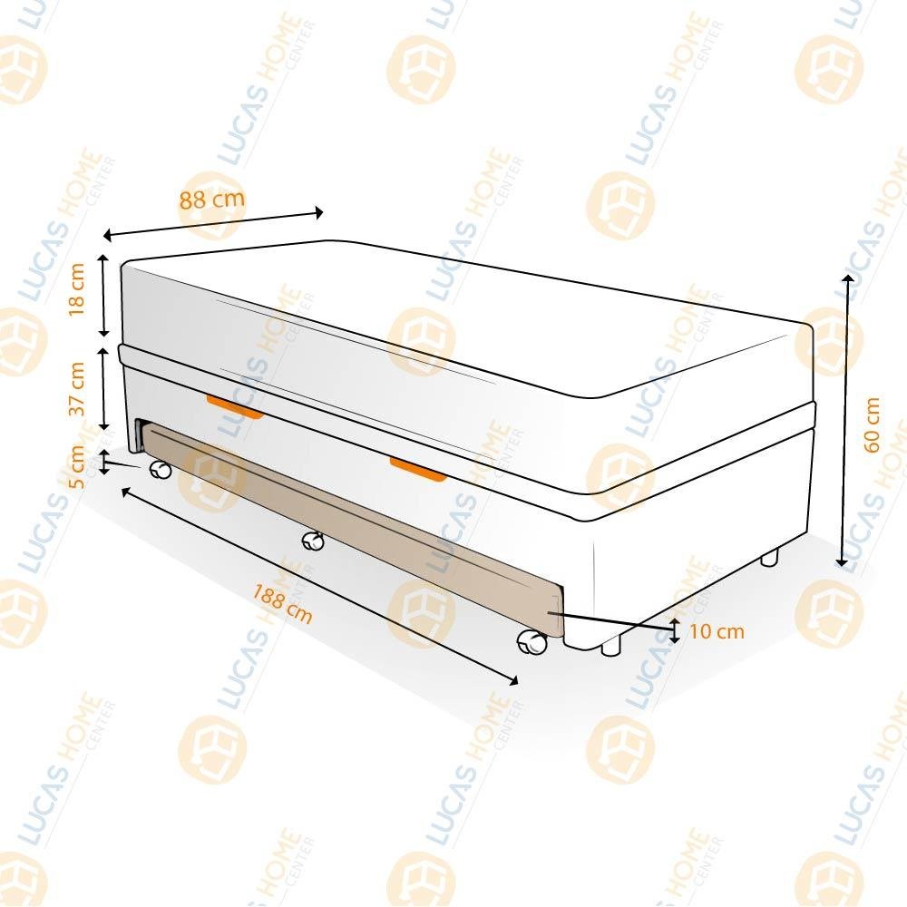 Cama Box Baú e Auxiliar Solteiro Marrom + Colchão Ortopédico D33 Ortobom ISO 100 88x188x60cm - 2