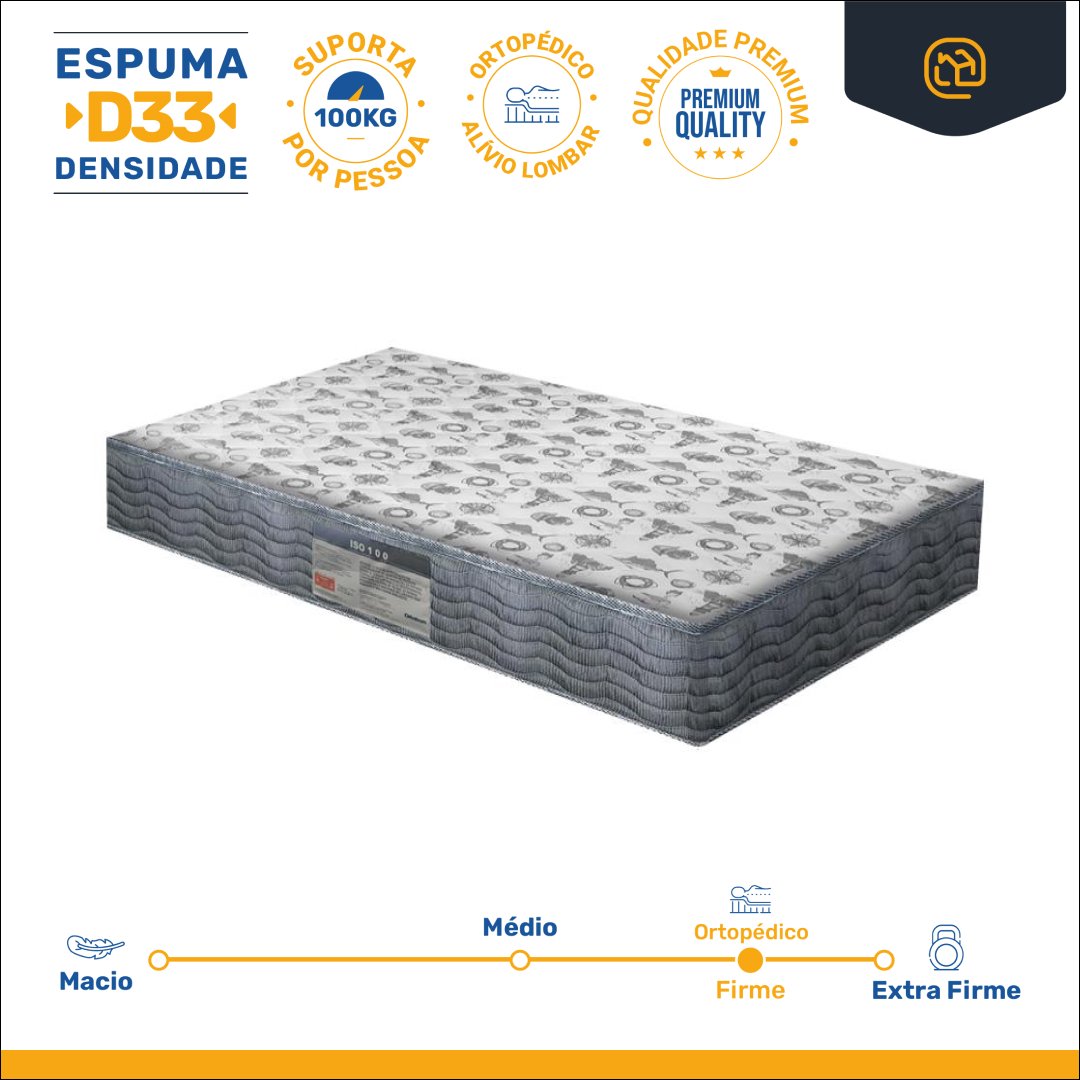 Cama Box Baú com Auxiliar Solteiro + Colchão Ortopédico D33 Ortobom Iso 100 88 Cm - 5