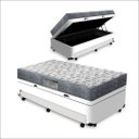 Ver imagem 1 de Cama Box Baú e Auxiliar Solteiro Branca + Colchão D33 Ortobom - Iso 100 - 88x188x60cm