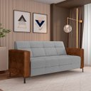 Ver imagem 2 de Sofá Living Decorativo Houston 2 Lugares 160cm Pés em Metal Linho/pu Cinza Escuro/ Marrom G33 - Gran