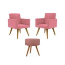 Ver imagem 1 de Jogo 02 Poltronas + Puff Redondo Rosa