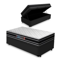 Cama Box Baú Solteiro King + Colchão Espuma D33 Castor Black White Double Face 96x203x69cm - 1
