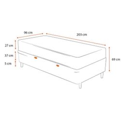 Cama Box Baú Solteiro King + Colchão Espuma D33 Castor Black White Double Face 96x203x69cm - 2