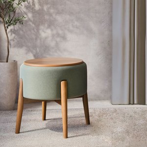 Puff Dual 2 em 1 Vira Mesa Lateral Banco Apoio Sala Estar Sala Tv Varanda Decoração - Verde Chenille