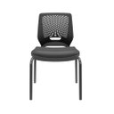 Ver imagem 1 de Cadeira de Escritório Fixa Aproximação 4 pés Beezi Base Preta Couro Plaxmetal