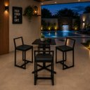 Ver imagem 2 de Conjunto Bistrô Baixa Industrial Quadrada Preta 4 Banqueta Confort