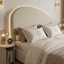 Ver imagem 2 de Cabeceira Cama Box Queen Colli 160cm Estofada Orgânica Moderna Linho Bege - Desk Design