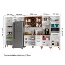 Ver imagem 3 de Armário De Cozinha Completa Vidro Reflecta Com Adega 11 Portas 4 Gavetas Favorita Branco/Nature