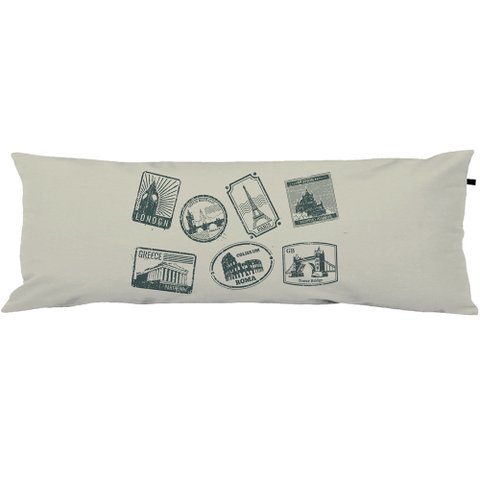 Travesseiro De Corpo Body Pillow Em Veludo Estampado 40x130cm Selos - Capa com enchimento