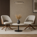 Ver imagem 2 de Kit com 2 Poltronas Prada com Base Giratória em Madeira Cor Castanho – Exclusiva Linho Palha