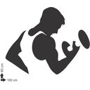 Ver imagem 2 de Adesivo De Parede Decorativo Academia Musculação Fitness Peso Halter Homem:Preto