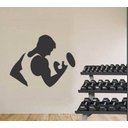 Ver imagem 1 de Adesivo De Parede Decorativo Academia Musculação Fitness Peso Halter Homem:Preto