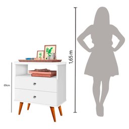 Mesa Cabeceira 2 Gavetas Branca J&A Móveis Status 69x60x34 - 7