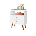 Ver imagem 2 de Mesa Cabeceira 2 Gavetas Branca J&A Móveis Status 69x60x34