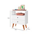 Ver imagem 6 de Mesa Cabeceira 2 Gavetas Branca J&A Móveis Status 69x60x34