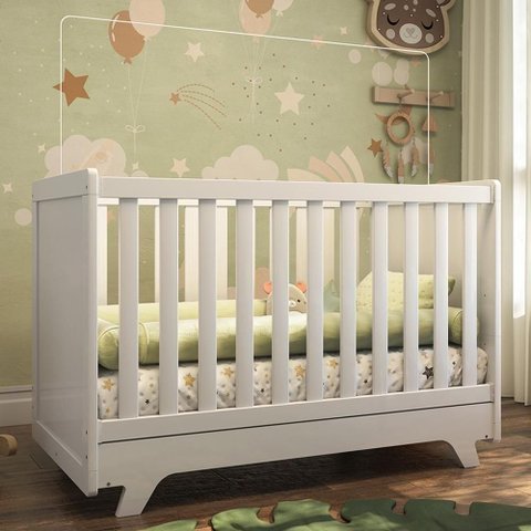 Berço Americano Retrô 2 em 1 Branco Brilho com Colchão Baby Physical - Móveis Peroba