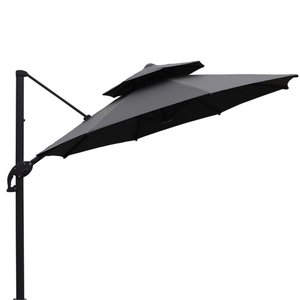Ombrelone Lateral Belize Rivatti 300 cm em Aluminio com Base Cruz Capa Poliéster Grafite