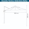 Ombrelone Lateral Belize Rivatti 300 cm em Aluminio com Base Cruz Capa Poliéster Grafite - 3