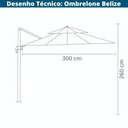 Ver imagem 3 de Ombrelone Lateral Belize Rivatti 300 cm em Aluminio com Base Cruz Capa Poliéster Grafite