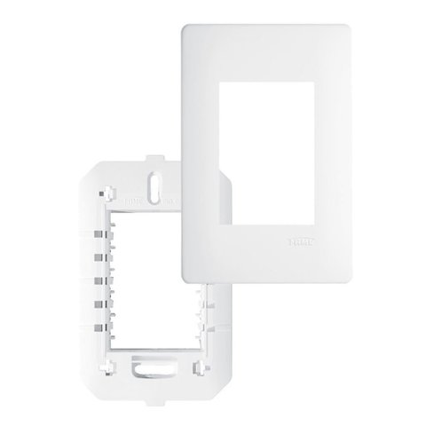 Placa com Suporte Fame Habitat 4x2 para 3 Módulos Horizontais Branco