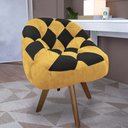 Ver imagem 1 de Poltrona Paloma Escritório Sala Giratória Madeira Suede Mostarda e Suede Preto - Dominic Decor