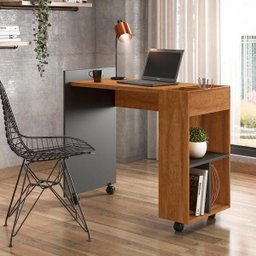 Mesa Escrivaninha  Módulo 2 Home Office Alessa Amêndoa/Chumbo - 1