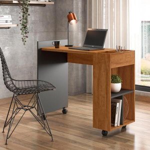 Mesa Escrivaninha  Módulo 2 Home Office Alessa Amêndoa/Chumbo