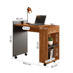 Mesa Escrivaninha  Módulo 2 Home Office Alessa Amêndoa/Chumbo - 5
