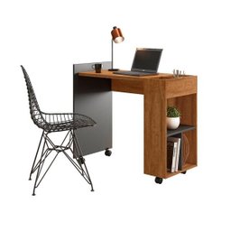 Mesa Escrivaninha  Módulo 2 Home Office Alessa Amêndoa/Chumbo - 2