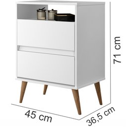 Mesa de Cabeceira 2 Gavetas Lotus Branca - 4