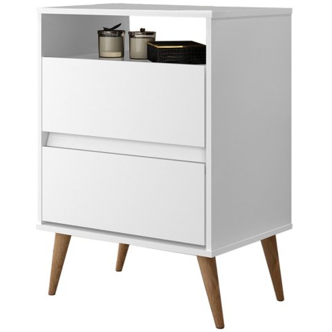Mesa de Cabeceira 2 Gavetas Lotus Branca