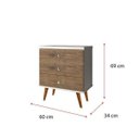 Ver imagem 2 de Mesa de Cabeceira 3 Gavetas Status Off White e Jequitibá