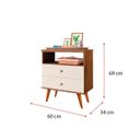 Ver imagem 2 de Mesa de Cabeceira 2 Gavetas Status Jequitibá e Off White