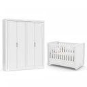Ver imagem 1 de Jogo de Quarto Infantil Tutto New com Guarda Roupa 4 Portas e Berço Branco Soft - Matic Móveis