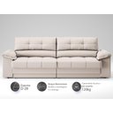 Ver imagem 3 de Sofá com Carregador Usb e Molas no Assento Retrátil Reclinável Mimo 2,30m Velosuede Areia - Netsofas