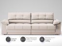 Ver imagem 3 de Sofá com Carregador Usb e Molas no Assento Retrátil Reclinável Mimo 2,30m Velosuede Areia - Netsofas