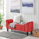 Ver imagem 2 de Recamier Bau Malibu 1,40m Suede Vermelho - Inova Decor Inova Decorações