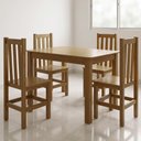 Ver imagem 1 de Conjunto Mesa de Jantar 90 x 75 cm com 4 Cadeiras - Nogueira