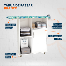 Tabua de Passar Roupa com Armário Miami 104cm Branco Móveis Dacheri - 3