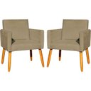 Ver imagem 1 de Kit 2 Poltronas Decorativa para Sala Nina Suede Cores Pé Palito 30cm Castanho