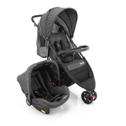 Travel System Jetty Duo Carrinho e Bebê Conforto Preto Mescla Cosco - 1