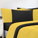 Ver imagem 3 de Kit Edredom + Jogo de Lençol Malha 100% Algodão Gran Moratta 7 Peças Queen - Amarelo-preto