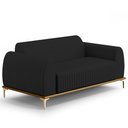 Ver imagem 1 de Sofá 2 Lugares para Sala de Estar Molino 150 Cm D02 Pés D'ouro Veludo Preto C-300 - Lyam Decor