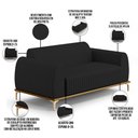 Ver imagem 4 de Sofá 2 Lugares para Sala de Estar Molino 150 Cm D02 Pés D'ouro Veludo Preto C-300 - Lyam Decor