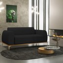 Ver imagem 2 de Sofá 2 Lugares para Sala de Estar Molino 150 Cm D02 Pés D'ouro Veludo Preto C-300 - Lyam Decor