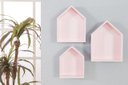 Ver imagem 1 de Trio de Nichos Prateleiras Casinha Mdf Rosa