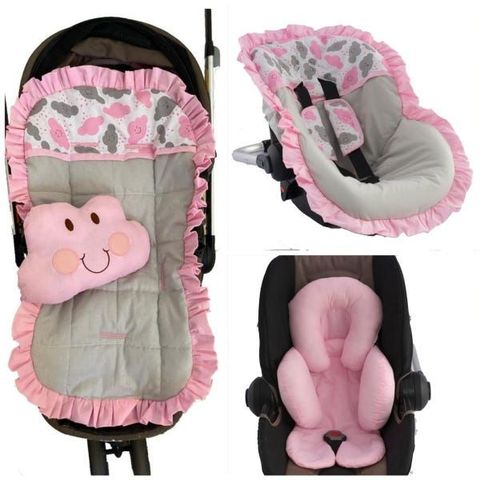 Kit Capa Carrinho + Bebê Conforto + Apoio + Protetor Cinto